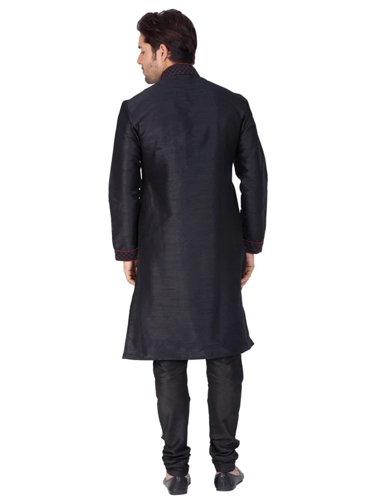 Vastramay Men And Boys Black Cotton Silk Kurta And Pyjama Set Ganesh Chaturthi 6 Vastramay Men And Boys Black Cotton Silk Kurta And Pyjama Set Ganesh Chaturthi