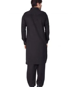 Vastramay Cotton Blend Black Baap Beta Pathani Kurta & Pyjama Set 14 Vastramay Cotton Blend Black Baap Beta Pathani Kurta & Pyjama Set