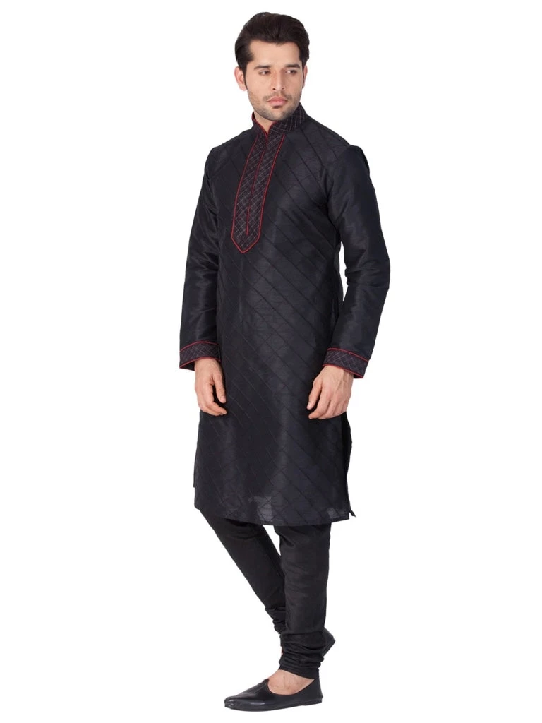 Vastramay Men And Boys Black Cotton Silk Kurta And Pyjama Set Ganesh Chaturthi 4 Vastramay Men And Boys Black Cotton Silk Kurta And Pyjama Set Ganesh Chaturthi