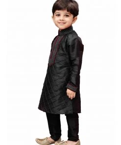 Vastramay Men And Boys Black Cotton Silk Kurta And Pyjama Set Ganesh Chaturthi 9 Vastramay Men And Boys Black Cotton Silk Kurta And Pyjama Set Ganesh Chaturthi