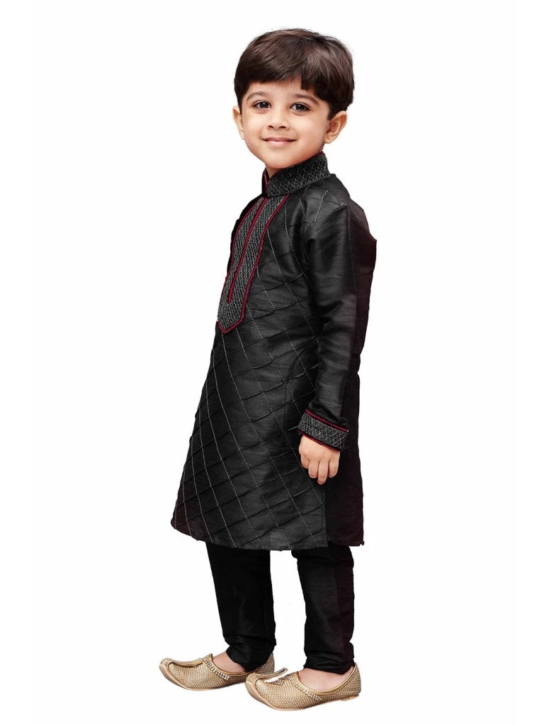 Vastramay Men And Boys Black Cotton Silk Kurta And Pyjama Set Ganesh Chaturthi 5 Vastramay Men And Boys Black Cotton Silk Kurta And Pyjama Set Ganesh Chaturthi