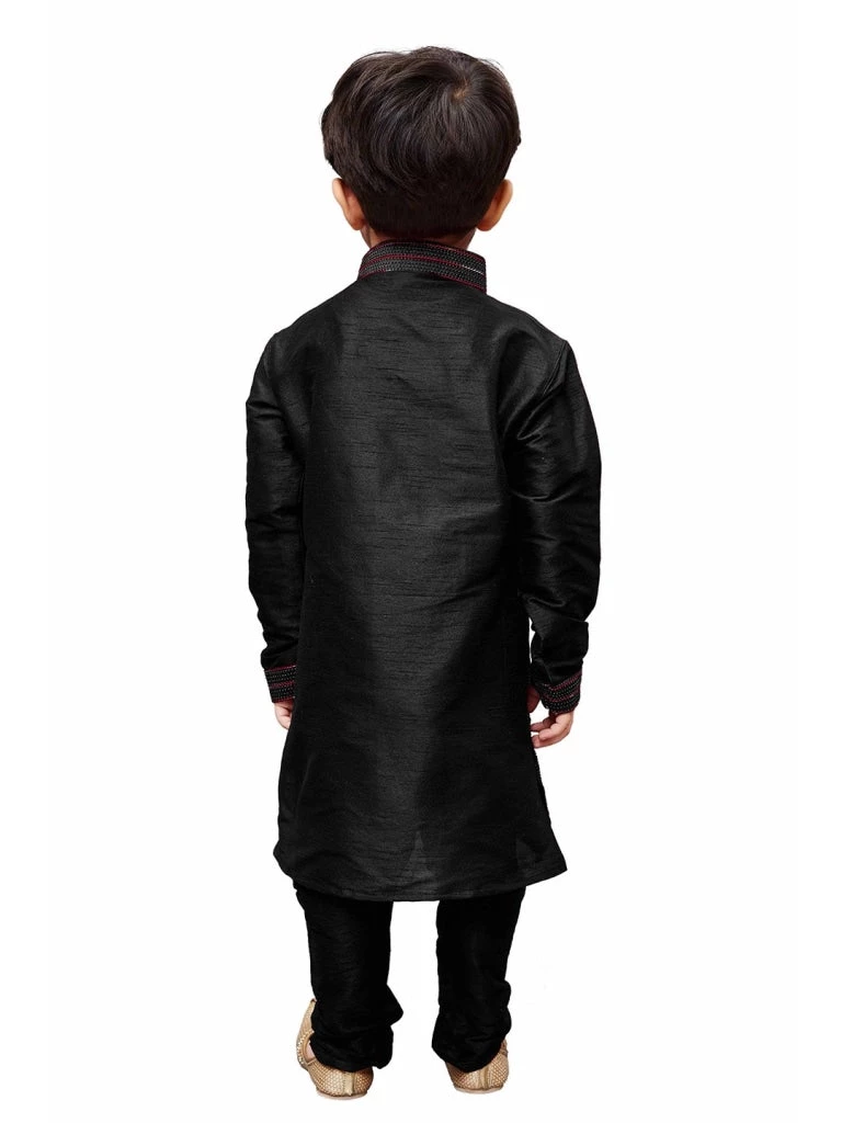 Vastramay Men And Boys Black Cotton Silk Kurta And Pyjama Set Ganesh Chaturthi 7 Vastramay Men And Boys Black Cotton Silk Kurta And Pyjama Set Ganesh Chaturthi