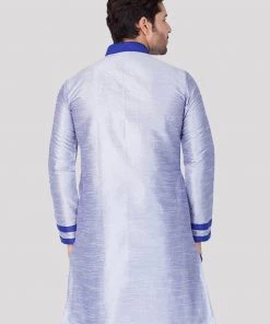 Vastramay Men's Light Blue Silk Blend Kurta