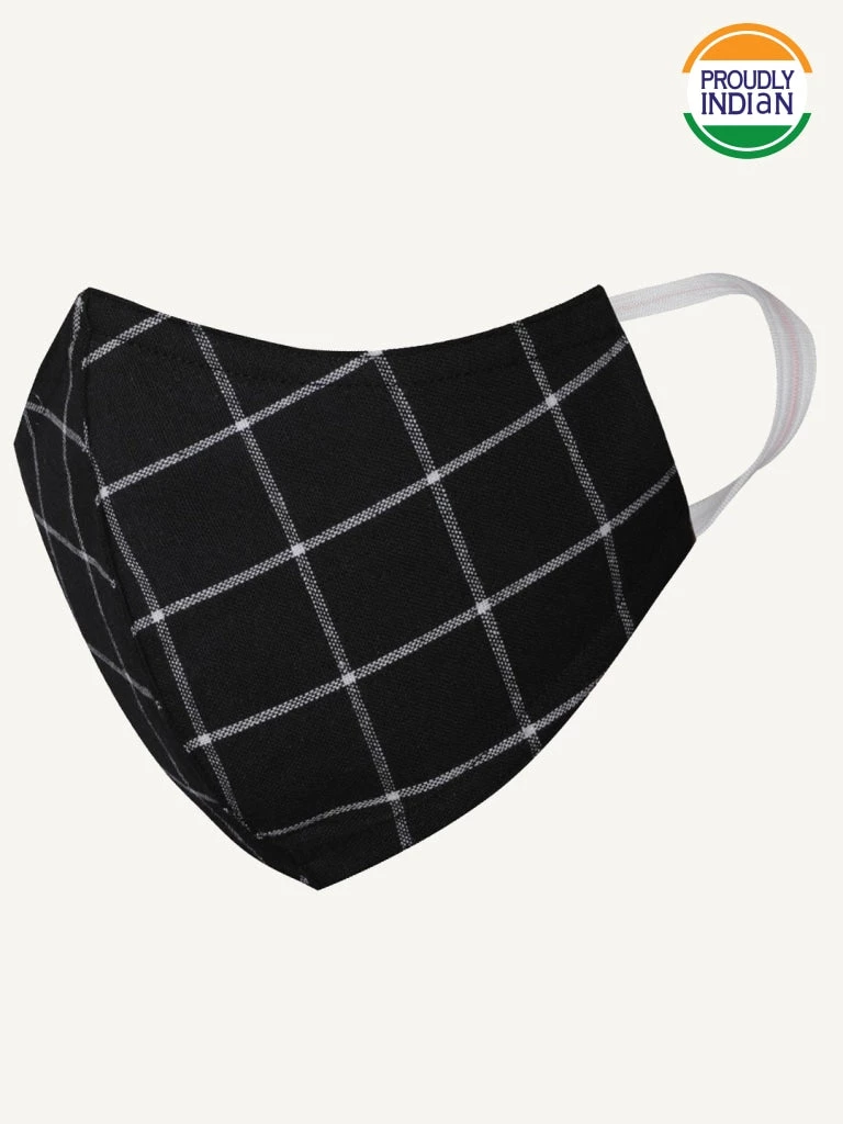 VASTRAMAY Unisex 3-Ply Checkered Printed Reusable Comfortable Cotton Wellness Mask 3 VASTRAMAY Unisex 3-Ply Checkered Printed Reusable Comfortable Cotton Wellness Mask