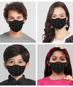 VASTRAMAY Unisex 3-Ply Checkered Printed Reusable Comfortable Cotton Wellness Mask