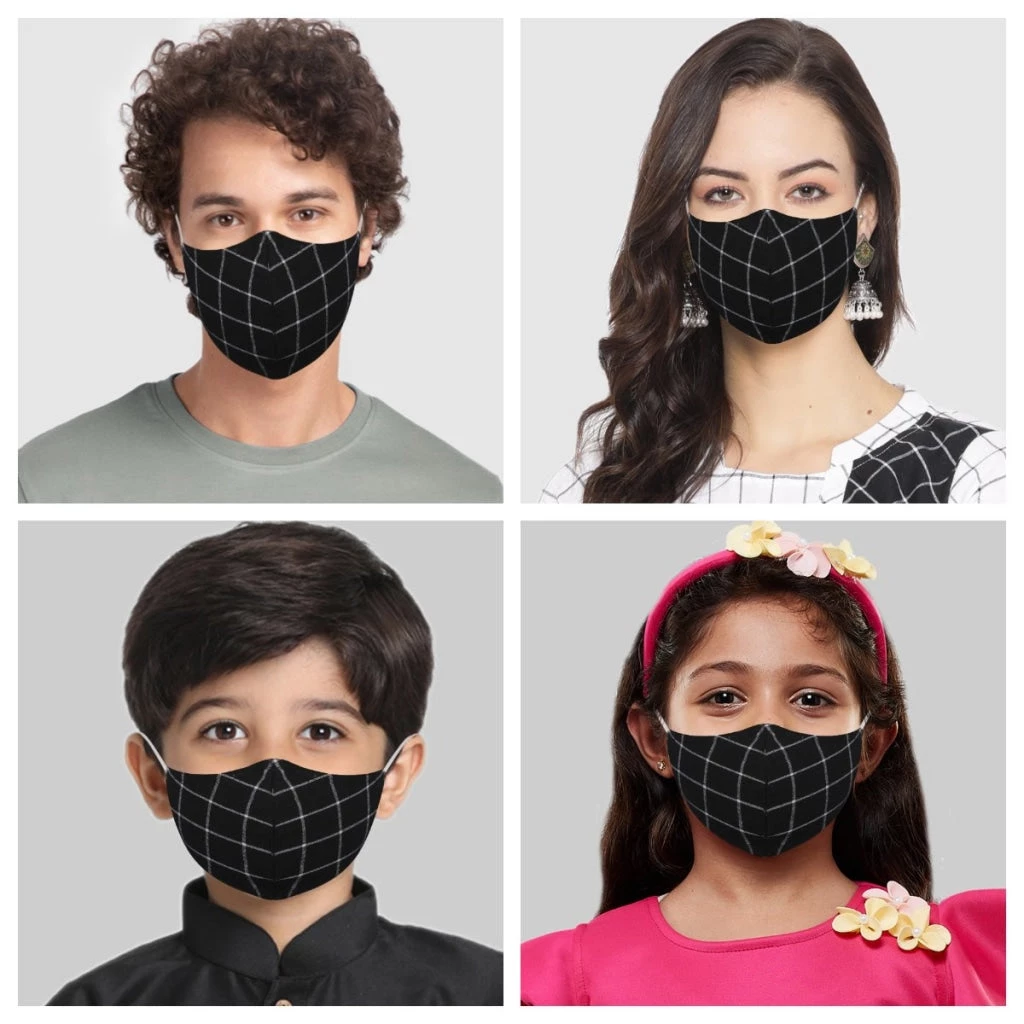 VASTRAMAY Unisex 3-Ply Checkered Printed Reusable Comfortable Cotton Wellness Mask 4 VASTRAMAY Unisex 3-Ply Checkered Printed Reusable Comfortable Cotton Wellness Mask