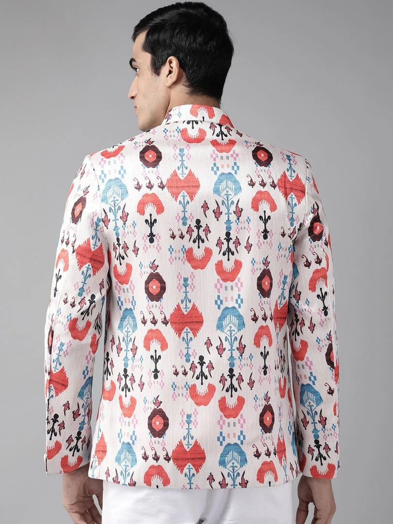 VASTRAMAY Men's Multicolor-Base-Cream Silk Blend Jodhpuri 5 VASTRAMAY Men's Multicolor-Base-Cream Silk Blend Jodhpuri