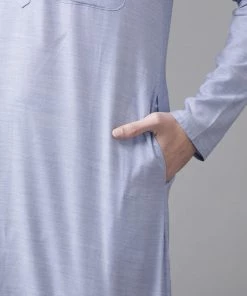 SHVAAS By VASTRAMAY Men's Aqua Blue Organic Cotton Kurta