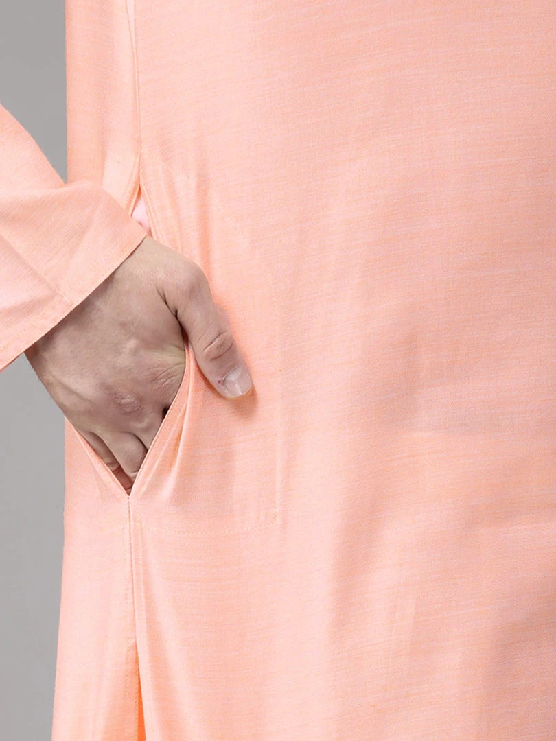 SHVAAS By VASTRAMAY Men's Orange Organic Cotton Kurta 7 SHVAAS By VASTRAMAY Men's Orange Organic Cotton Kurta