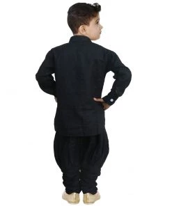 JBN Creation Boys' Black Cotton Kurta And Pyjama Set