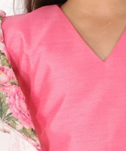 Vastramay Girls Girl's Printed Skirt And Ruffle Crop Top Set