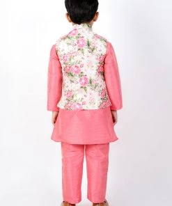 Vastramay Silk Blend Floral Printed Siblings Set