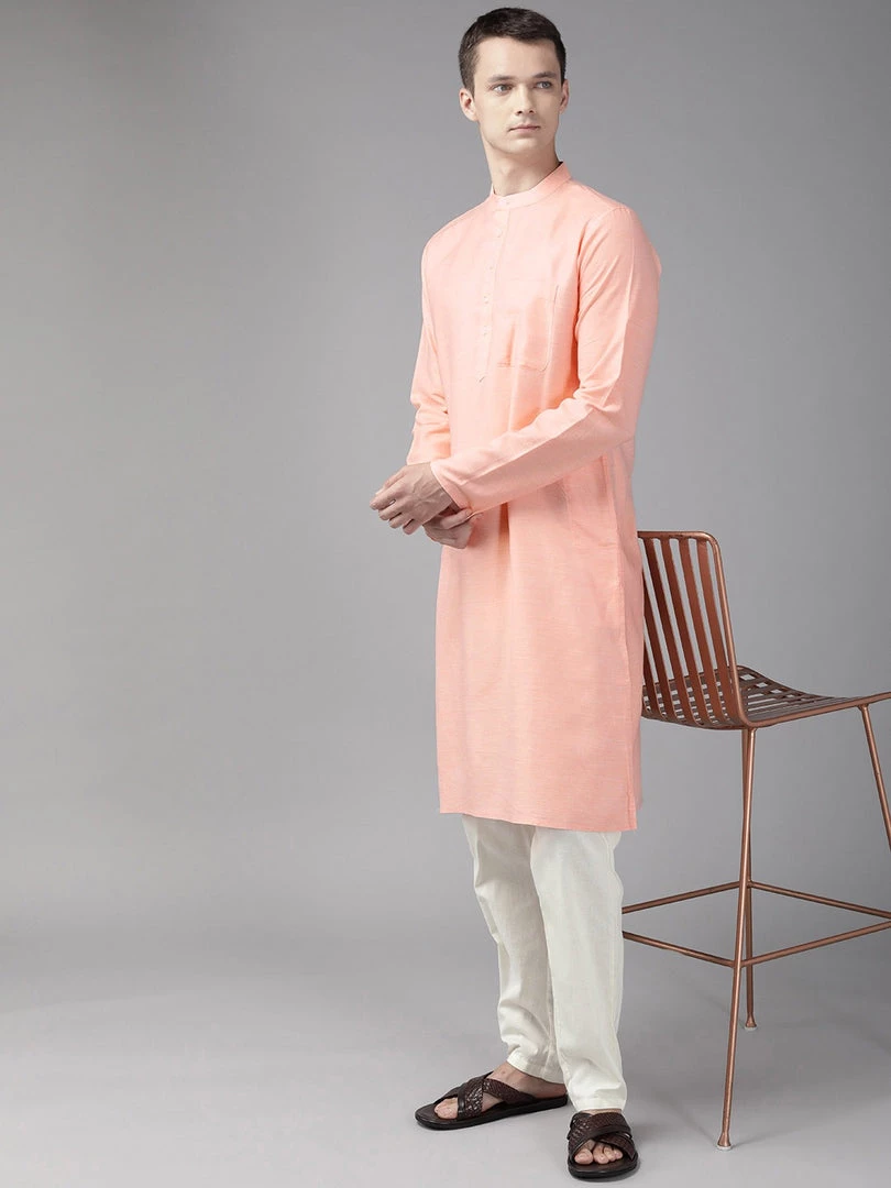 SHVAAS By VASTRAMAY Men's Orange Organic Cotton Kurta 4 SHVAAS By VASTRAMAY Men's Orange Organic Cotton Kurta