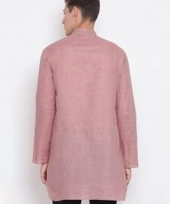 Buy 1 Get 1 Vastramay Men Purple Solid Straight Kurta