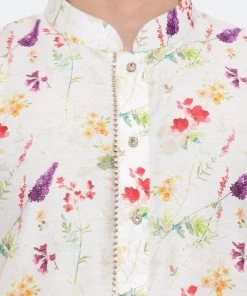 Vastramay Cotton Blend Multicolor-Base-Cream Baap Beta Kurta Pyjama Set
