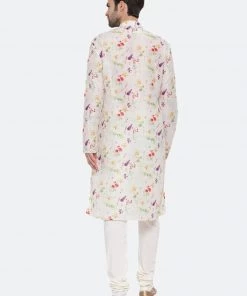 Vastramay Cotton Blend Multicolor-Base-Cream Baap Beta Kurta Pyjama Set