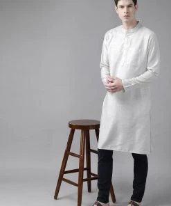 SHVAAS By VASTRAMAY Men's Grey Organic Cotton Kurta