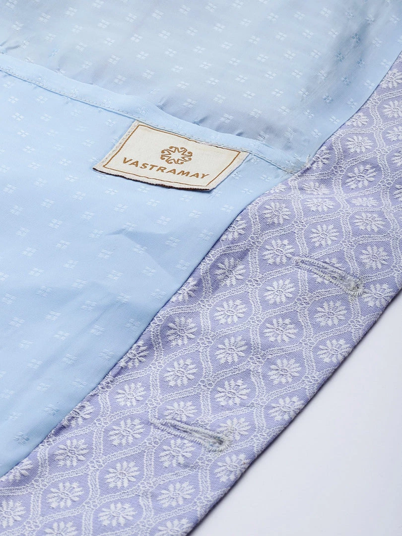 Sherwani/Indowestern Sets Vastramay Men's Lavender And Off-white Silk Blend Sherwani Set 7 Sherwani/Indowestern Sets Vastramay Men's Lavender And Off-white Silk Blend Sherwani Set