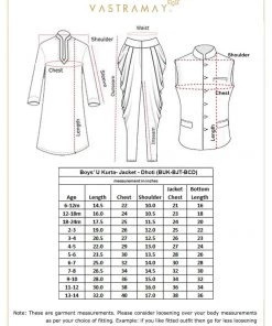 JBN Creation Boys' Black Cotton Silk Blend Ethnic Jacket, Golden Kurta And Dhoti Pant Set