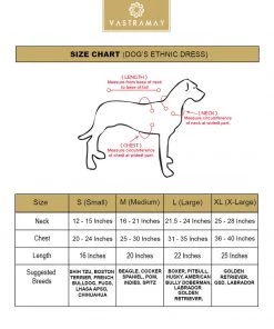 Vastramay Dogs' Maroon And Gold Silk Blend Dress Ethnic Wear For Pets