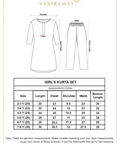 VASTRAMAY Girl's Orange Chikankari Cotton Kurta & Leggings Set Girls