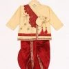 JBN Creation Boys Gold And Maroon Angrakha Kurta And Dhoti Set 2 JBN Creation Boys Gold And Maroon Angrakha Kurta And Dhoti Set