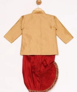 JBN Creation Rose Gold Angrakha Kurta And Dhoti Set Boys