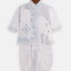JBN Creation White Angrakha Kurta And Dhoti Set