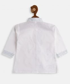 JBN Creation White Angrakha Kurta And Dhoti Set