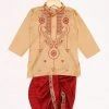 JBN Creation Rose Gold Silk Blend Kurta And Dhoti Set Boys