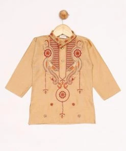 JBN Creation Rose Gold Silk Blend Kurta And Dhoti Set Boys