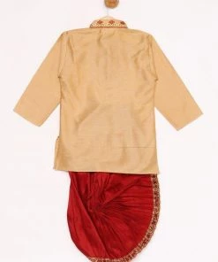 JBN Creation Rose Gold Silk Blend Kurta And Dhoti Set Boys