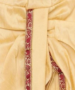 JBN Creation Gold & Maroon Angrakha Kurta And Dhoti Set