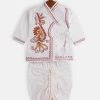 JBN Creation Boy's White Ethnic Motifs Embroidered Angrakha Kurta With Dhoti Pants