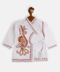 JBN Creation Boy's White Ethnic Motifs Embroidered Angrakha Kurta With Dhoti Pants 9 JBN Creation Boy's White Ethnic Motifs Embroidered Angrakha Kurta With Dhoti Pants