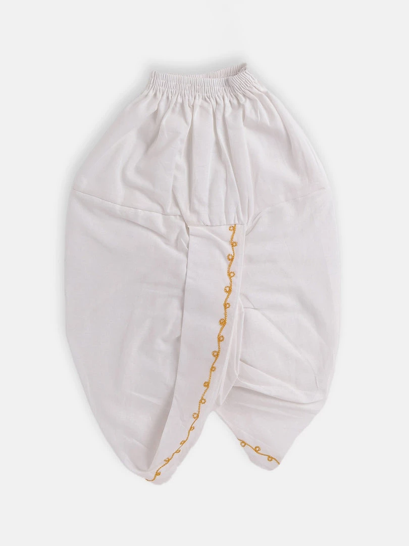 JBN Creation Boy's White Ethnic Motifs Embroidered Angrakha Kurta With Dhoti Pants 6 JBN Creation Boy's White Ethnic Motifs Embroidered Angrakha Kurta With Dhoti Pants