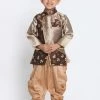 JBN Creation VASTRAMAY Boys' Gold Cotton Silk Blend Kurta And Dhoti Pant Set