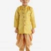 JBN Creation Boys Boy's Mustard Jute Silk Blend Sherwani Set