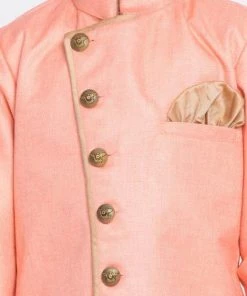 JBN Creation Boys Pink Jute Silk Blend Sherwani Set 11 JBN Creation Boys Pink Jute Silk Blend Sherwani Set