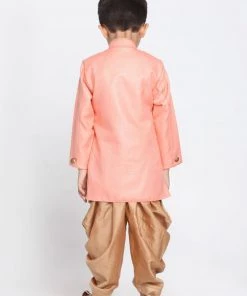 JBN Creation Boys Pink Jute Silk Blend Sherwani Set 12 JBN Creation Boys Pink Jute Silk Blend Sherwani Set