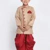 JBN Creation Boys Brown Jute Silk Blend Sherwani Set
