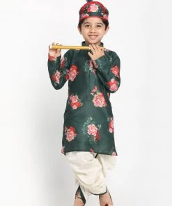 JBN Creation Vastramay Yellow Krishna Style Kurta And Dhoti Set
