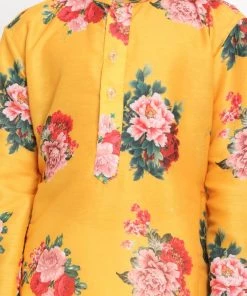 JBN Creation Boys Yellow Krishna Style Kurta And Dhot Set