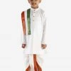 JBN Creation Cream Cotton Kurta Dhoti And Dupatta Set Boys