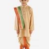 JBN Creation Rose Gold Cotton Blend Kurta Dhoti And Dupatta Set