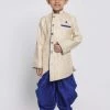 JBN Creation Blue Cotton Silk Blend Kurta And Dhoti Set Boys
