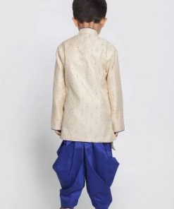 JBN Creation Blue Cotton Silk Blend Kurta And Dhoti Set Boys