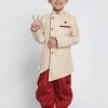 JBN Creation Boys' Maroon Cotton Silk Blend Kurta And Dhoti Set