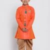 JBN Creation Boys' Orange Cotton Silk Blend Kurta And Dhoti Set Buy 1 Get 1