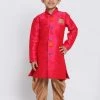 JBN Creation Boys' Pink Cotton Silk Blend Kurta And Dhoti Set 1 JBN Creation Boys' Pink Cotton Silk Blend Kurta And Dhoti Set
